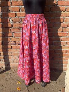 Vestido largo con estampado a mano indio para mujer, vestido estampado a mano para mujer, falda larga de algodón blanco a precio de fábrica - Product Image 3