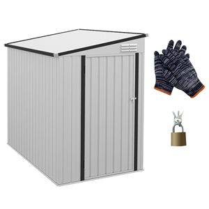Outdoor <b>4x6</b> ft White Lean-to Storage Shed with Lockable Door Vents Wood <b>Frame</b> Easily Assembled for Garden Tools Patio Lawn - Product Image 1