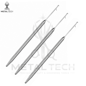 Silver Textured Metal Hair Extension Pulling <b>Needle</b> Latch Hook Wire <b>Threader</b> Set Bulk Supply Professional Salon Tool Kit - Product Image 3
