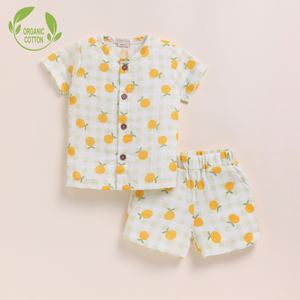 ชุดผ้ามัสลินแจ๊บลาผ้าออแกนิกพิมพ์ลายสีส้ม - Product Image 1