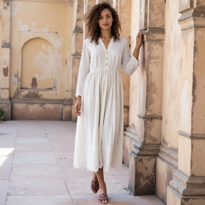 Mujeres artesanas bordado a mano blanco hermoso maternidad enfermería amigable Maxi vestido para niñas - Product Image 1