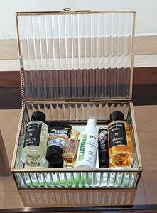 Rectangular Mirrored Glass <b>Storage</b> <b>Tray</b> with Gold Plated Frame Modern Design for Table Top Organization and Decor - Product Image 3