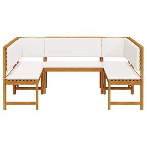 Juego de banco de jardín de madera maciza de acacia marrón de 5 piezas - Product Image 6