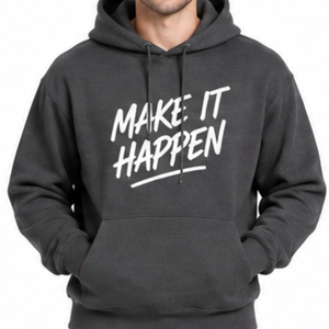 Sweat à capuche classique gris foncé pour homme, coupe régulière, en coton, décontracté, imprimé sur le devant, style automne - Product Image 2