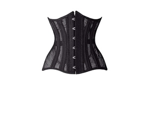Women's Black Mesh Corset Shapewear Firm <b>Control</b> <b>Tummy</b> <b>Control</b> With Hook-and-Eye Closure Breathable Daily Wear - Product Image 6