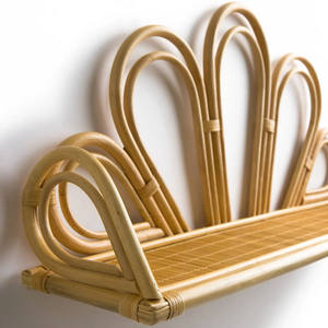 <b>Rustic</b> Flower Petal Rattan wall-mounted <b>shelf</b> Long Woven Bamboo Floating Rack Baby Nursery Room Decorative Toy Storage <b>Shelf</b> - Product Image 3
