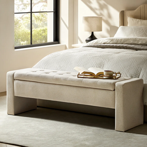 Muebles para Sala de Estar, Taburete y Otomana para el Hogar, Estilo Contemporáneo Vietnamita, Banco Tapizado de Madera Fabricada para Dormitorio MD01 - Product Image 1