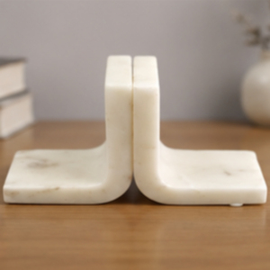 Ensemble de serre-livres modernes en marbre poli, forme rectangulaire, décoration d'intérieur, sculpture en pierre - Product Image 4