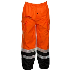 Pantalon de travail orange haute visibilité avec bandes réfléchissantes et bas de pantalon zippé pour une sécurité accrue - Product Image 5