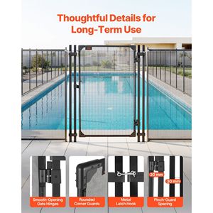 Kit di Sicurezza per Porte Esterne, Cancello per Recinzione Piscina Interrata 4 x 2,5 Piedi con Chiusura in Metallo, Accessori per Piscina - Product Image 6