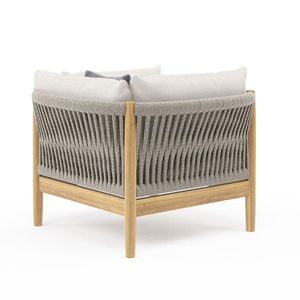 Chaise de jardin, mobilier d'extérieur en teck séché au four avec finition naturelle, assise large et accoudoirs. - Product Image 2