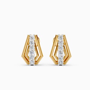 Boucles d'oreilles en diamant Prism Line avec diamants de laboratoire de 0,18 carat en or jaune 9 carats, or blanc, or rose - Product Image 3