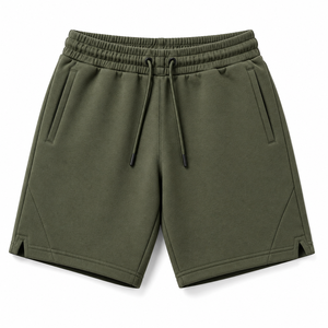 Pantalones Cortos Bermuda de Algodón de Color Sólido para Hombre, Cintura con Cordón, Estilo Casual, Talle Medio, Tejido de Punto, Bolsillos - Product Image 1