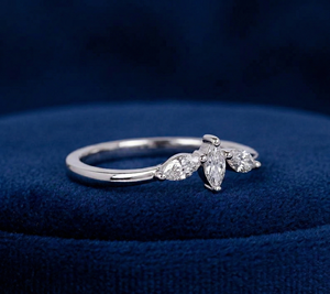 Anillo de Compromiso con Diamante Cultivado en Laboratorio, Corte Marquesa, con Piedras Laterales Pavé, Oro Sólido de 14K, Bañado en Rodio, Estilo Clásico para Mujer - Product Image 3