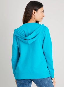 เสื้อฮู้ดซิปเต็มตัวสีน้ำเงินกรมท่าสำหรับผู้หญิง ยี่ห้อ YKK ทรงปกติ ผ้าถักเนื้อฝ้าย มีกระเป๋าหน้า เหมาะสำหรับใส่ในช่วงฤดูใบไม้ร่วง - Product Image 3