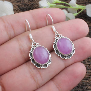 Auténticos Pendientes de Jadeíta Natural Lavanda, Pendientes Colgantes de Plata de Ley 925, Joyería de Jade Genuina, Fabricante Mayorista - Product Image 2