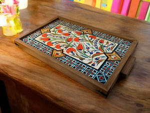 Bandeja de Madera Artesanal con Estampado y Acabado Brillante para Hoteles y Uso Doméstico a Precio de Mayoreo desde India - Product Image 5