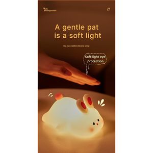 Lámpara Nocturna Moderna de Silicona con Forma de Conejo de Dibujos Animados, Luz LED Cálida, Control por Sensor, Regulable, para Bebés y Niños, Recargable por USB - Product Image 3