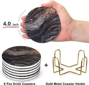 Posavasos de Cerámica con Soporte, los Mejores Posavasos Absorbentes para Bebidas, Juego de Posavasos Redondos de Cerámica para Mesa, el Mejor Posavasos de Cerámica para Mesa de Café - Product Image 2