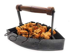 Metal Seekh Kebab Serving Stand with 4 Skewers Kebab Holder and Serving <b>Rack</b> Durable Metal <b>Grill</b> Accessory for Tandoori Decor - Product Image 2