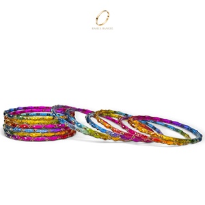 Ensemble de bracelets en verre de style Kashmiri multicolores en zircon et cristal, tendance et de qualité supérieure, pour femmes, bijoux de mariage et de mode - Product Image 3