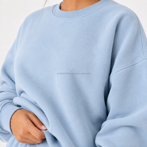 Conjunto de Sudadera Holgada de Cuello Redondo y Pantalones Deportivos para Mujer, de Felpa de Algodón Grueso, Venta al Por Mayor OEM ODM - Product Image 5
