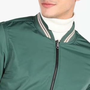 Chaqueta Bomber Verde para Hombre, Cierre de Cremallera, Color Sólido, Resistente al Viento, Estilo Casual para Otoño, Corte Regular, Material de Poliéster - Product Image 5