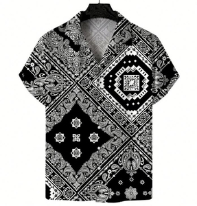 T-shirt pour homme, imprimé numérique, col cubain, mode personnalisée, haute qualité, vintage, manches courtes - Product Image 2