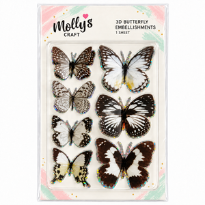 Autocollants papillons dimensionnels 3D décoratifs, autocollants découpés, bords holographiques colorés pour scrapbooking, fabrication de cartes, boîte cadeau - Product Image 5