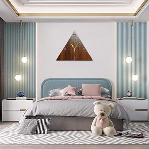 Wooden Triangle Antique Style Large Modern <b>Battery</b> Powered Quartz Wall <b>Clock</b> Decor for Living Room Home Office - Product Image 4