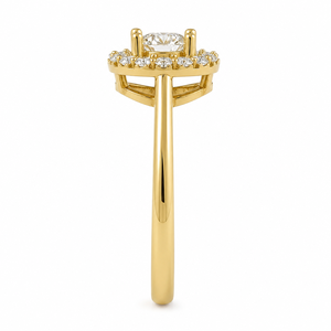 แหวนเพชรทรงกลม Brilliant Lab Grown Diamond Halo ทองคำแท้ 14K ชุบโรเดียม รับรองโดย IGI ประดับเพชรแบบ Pave Prong Setting ระดับ E VVS สำหรับงานแต่งงานแบบสั่งทำพิเศษ - Product Image 2