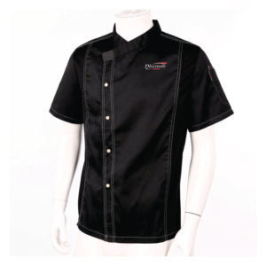 Découvrez les vestes de chef unisexes Impex en polyester et coton, uniformes de restaurant et de bar, fermeture à boutons, noir - Product Image 3