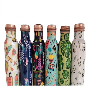 ขวดน้ำทองแดงพิมพ์ลายตามสั่ง 100% ขวดน้ำบริสุทธิ์ ป้องกันการรั่วซึม ขวดน้ำดื่มแบบอายุรเวท สำหรับของขวัญพรีเมียม ของขวัญองค์กร โยคะ - Product Image 1