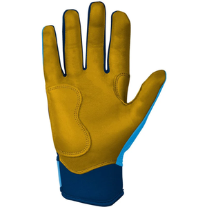 Gants de frappeur de baseball unisexes bleus personnalisés de qualité supérieure en cuir respirant, légers et antidérapants avec fermeture auto-agrippante – Vente en gros - Product Image 3