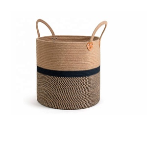 High Quality Large Jute <b>Basket</b> with Handles Glass Storage <b>Basket</b> for Wardrobe Bathroom Laundry Etc. <b>Woven</b> Jute Clothes Shelves - Product Image 4