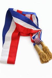 Red <b>White</b> Blue Tricolor Sash with Gold Tassels for Ceremony and Special Events - Product Image 5