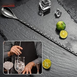 Cuillère à bar en acier inoxydable de luxe avec poignée torsadée, mélangeur à cocktail haut de gamme, outil de service professionnel pour boissons - Product Image 6