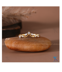 Anillo de Oro de 14K y 18K con Tiara de Diamantes Marquise y Redondos, Banda Chevron, para Mujer, para Aniversario de Bodas o Joyería de Cóctel, Joyería Fina - Product Image 1