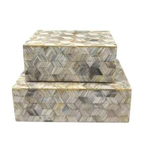 Boîtes à bijoux modernes en résine et MDF pour ranger colliers, bagues, bracelets et boucles d'oreilles, avec motifs artistiques - Product Image 2