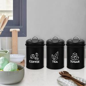 ภาชนะเก็บกาแฟ ชา น้ำตาล สีดำ พร้อมฝาปิดสุญญากาศ ปลอดภัยสำหรับเครื่องล้างจาน ดีไซน์ทันสมัยสำหรับใช้ในครัว - Product Image 2