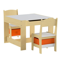Vente en gros de table et chaises de fête en bois pour enfants avec espace de rangement bureau d'étude rabattable pour enfants tout-petits enfants d'âge préscolaire