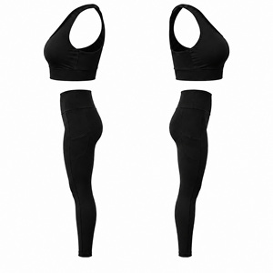 Ensemble de vêtements de sport pour femmes en 2 pièces |   Leggings de yoga personnalisés et soutien-gorge de sport |   Ensemble de vêtements de sport pour la gym et les entraînements, taille haute |   Vente en gros - Product Image 5