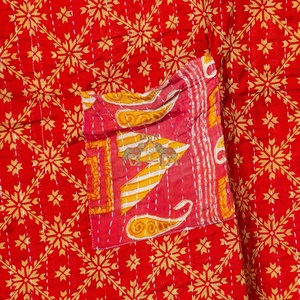 New Vintage Style Hand Block Print Cotton Kantha <b>Kaftan</b>, Plus Size Lightweight, Printed Summer Cover-Up - Product Image 2