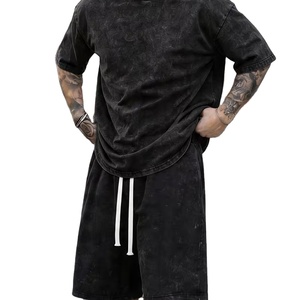 Conjunto de 2 Piezas para Hombre, Fabricante, Camiseta de Algodón de 220 GSM, Pantalones Cortos Cargo, Conjunto Holgado Informal de Verano, Logotipo Personalizado OEM al por Mayor - Product Image 1