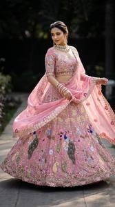 Lehenga Choli Rosa Bordado con Lentejuelas, Vestido de Fiesta Largo hasta el Suelo, Salwar Kameez para Mujer, Secado Rápido, para Todas las Temporadas - Product Image 4