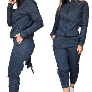 Chándal de dos piezas para mujer, chaqueta con cremallera completa, chándal de algodón, ropa deportiva ajustada para correr - Product Image 5