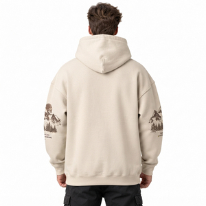 Sweat-shirt à capuche décontracté pour homme, imprimé, surdimensionné, en molleton de coton lourd 450 GSM, écologique, respirant, pour l'hiver - Product Image 2