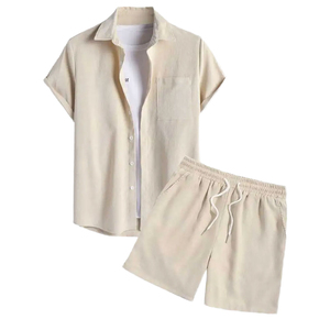 Ensemble court pour homme de qualité supérieure avec coupe décontractée, tissu en coton doux, séchage rapide pour l'été, les vacances à la plage et le confort quotidien - Product Image 3