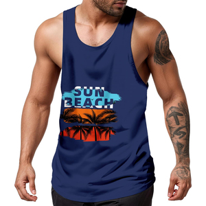 Vêtements de plage pour hommes 100% coton, design imprimé par sublimation personnalisé, vêtements décontractés, hauts athlétiques avec logo imprimé - Product Image 1