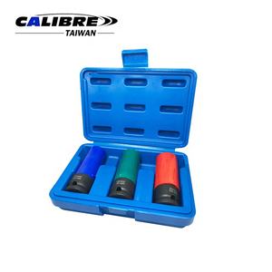 Jeu de douilles à chocs profondes à paroi mince en acier au chrome-molybdène, 3 pièces, 1/2 pouce, 17-19 mm, métriques, avec manchon en plastique, OEM DIY, TAIWAN CALIBRE - Product Image 5